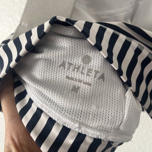 Athleta Sports Bra Sz MEDIUM Navy White Padded Yoga - Picture 5 of 6